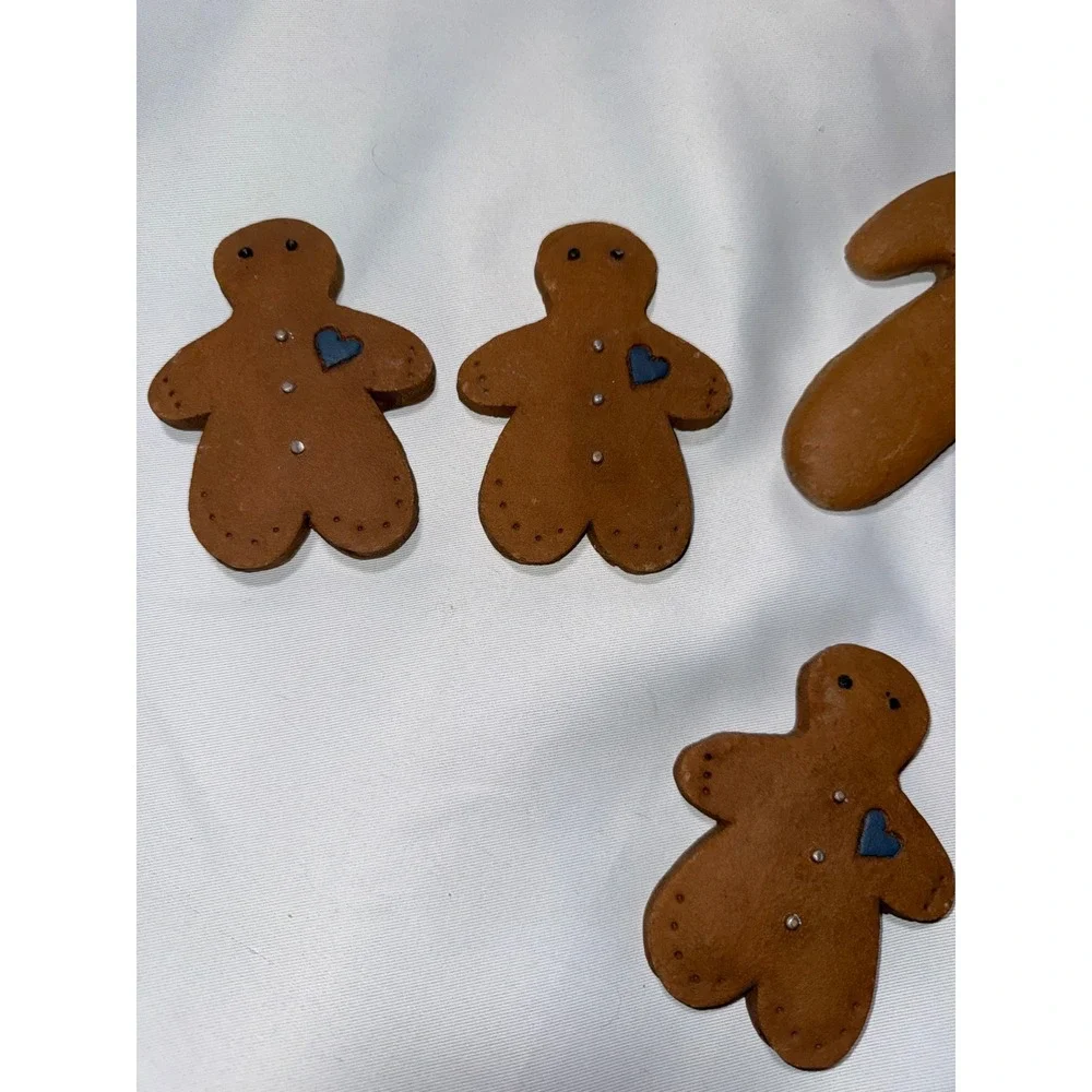 Primitive Gingerbread Family Christmas Decor Wooden Basket Rustic Folk Art Set‎